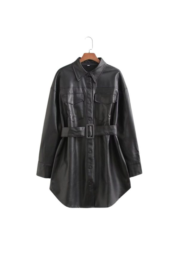 Nevaeh  Tie-Waist Slim Leather Jacket Sale
