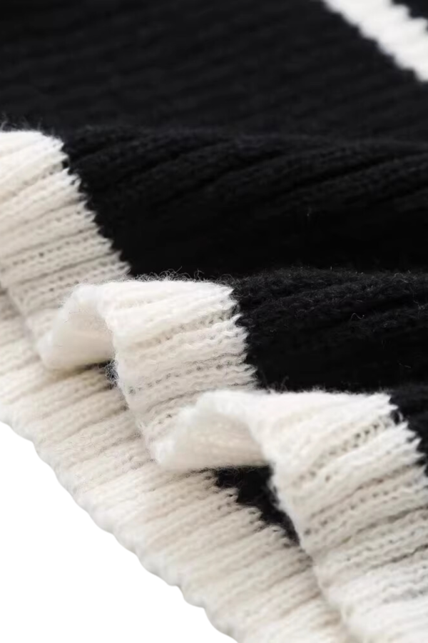 Bella  Mock Neck Striped Knitted Sweater For Discount - Image 3