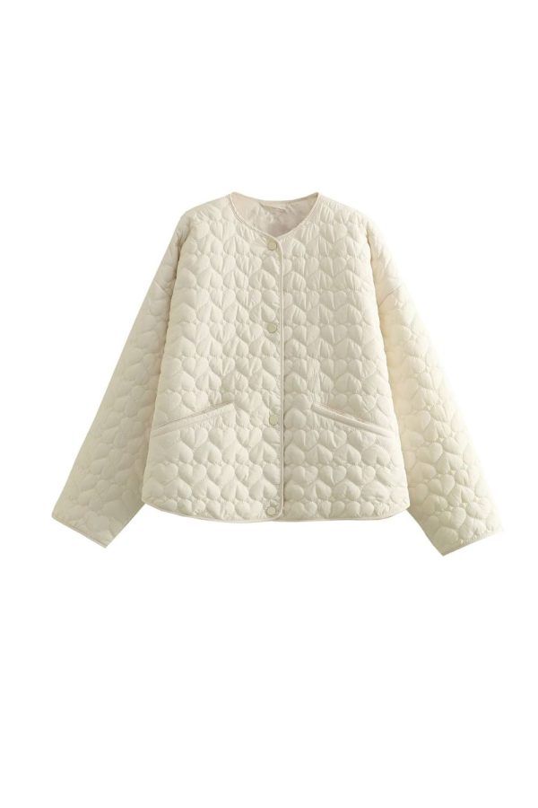 ‘Kaylee’ Heart-Quilted Cotton Jacket Coat Discount - Image 2