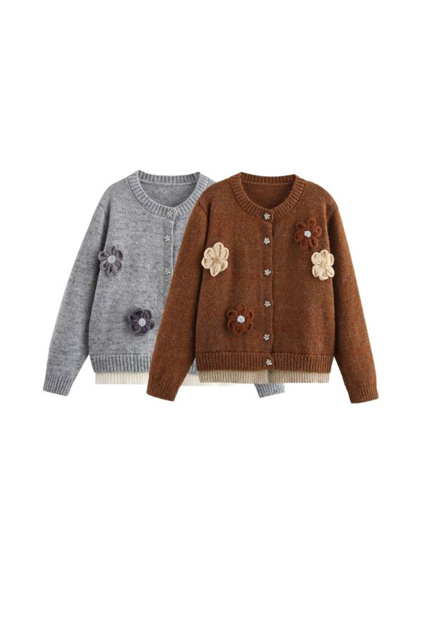 Javier  Flower Knit Cardigan( 2 Color) Cheap
