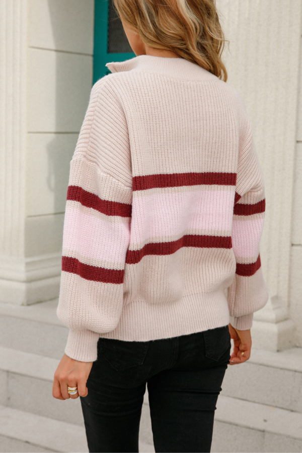 Giselle  Color-block Half Zipper Sweater (2 Colors) Online Hot Sale - Image 2