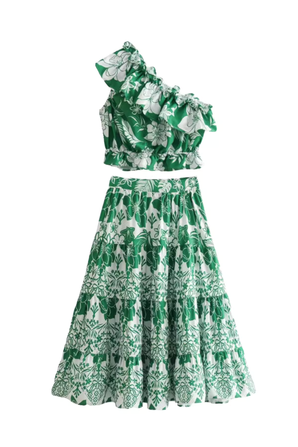 Valerie  Printed Top & Skit Set For Cheap