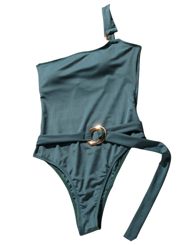 Aleesa  One Shouler Belted One-Piece Swimsuit (2 Colors) For Discount - Image 4