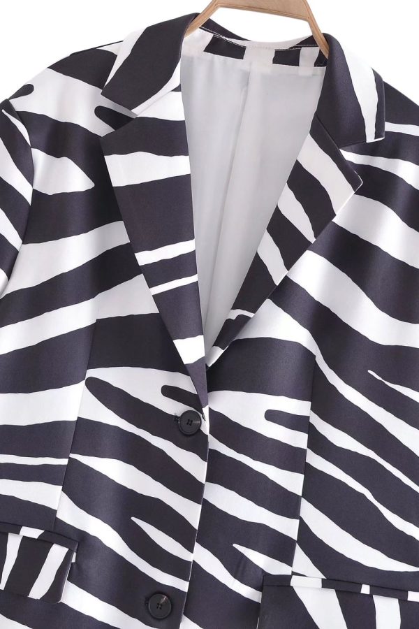 Chase  Chic Striped Single-Breasted Printed Blazer For Discount - Image 3