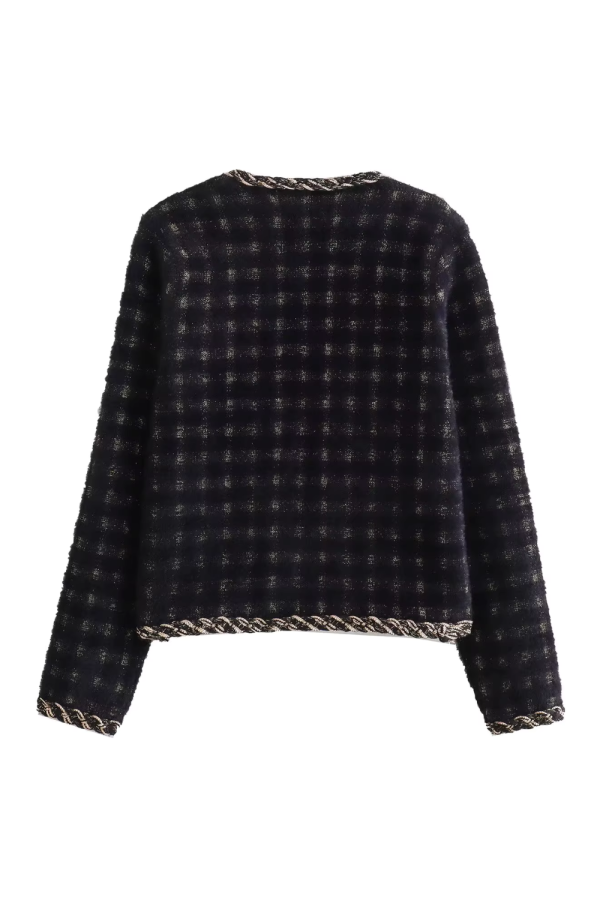 Shae  Embellished Plaid Knitted Cardigan (2 Colors) Fashion - Image 4