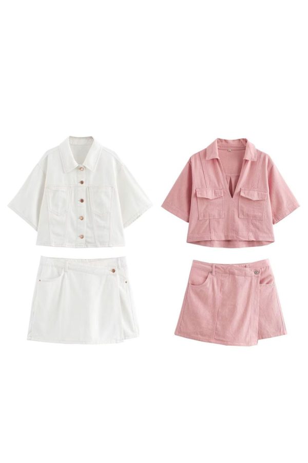 Marina  Cropped Denim Jacket & Culottes Skirt（Sold Seperately) For Discount