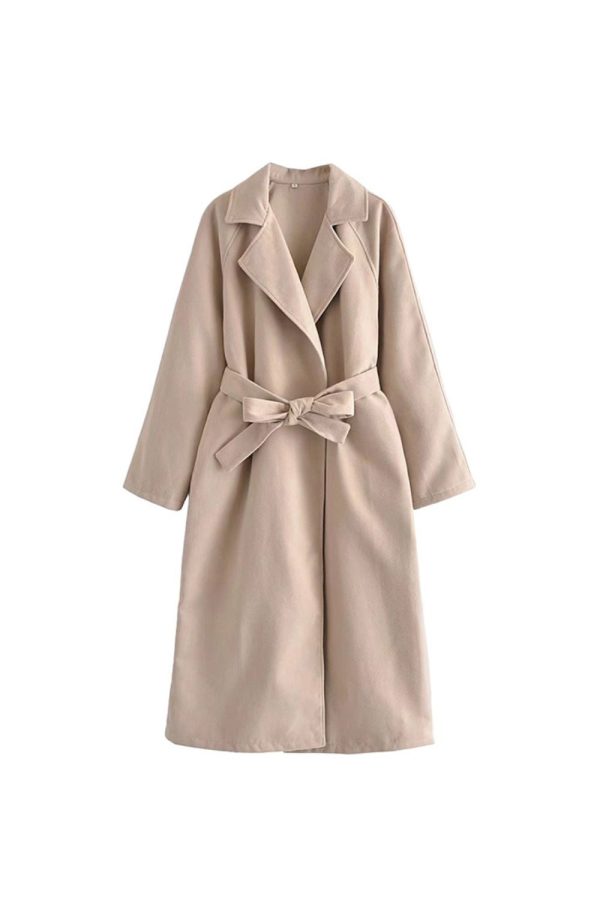 ‘ Aaron’ Collared Belted Wool Coat with Tied Waist Discount