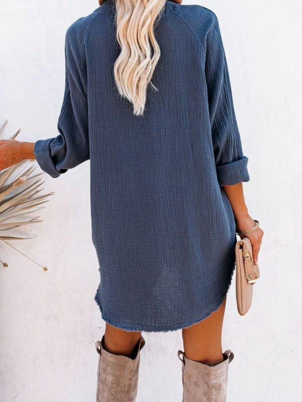 Iris  Button Collar Shirt Dress (4 Colors) For Cheap - Image 2