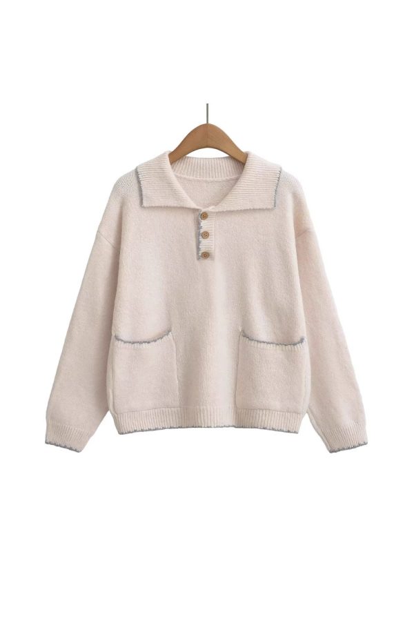 Isabel  Polo-Neck Long Sleeve Knit Top For Cheap