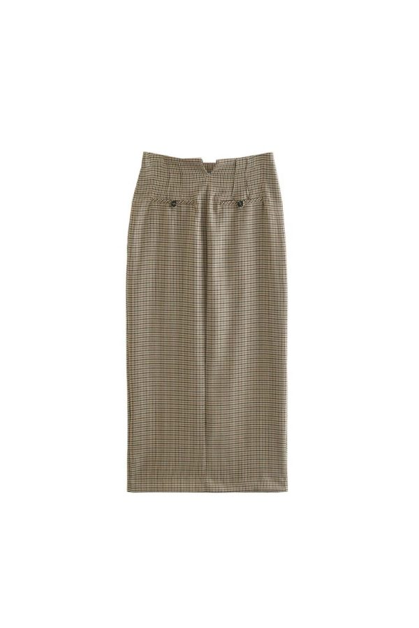 Brandon   Plaid Double-Breasted Suit Jacket & Straight Skirt Sale - Image 5