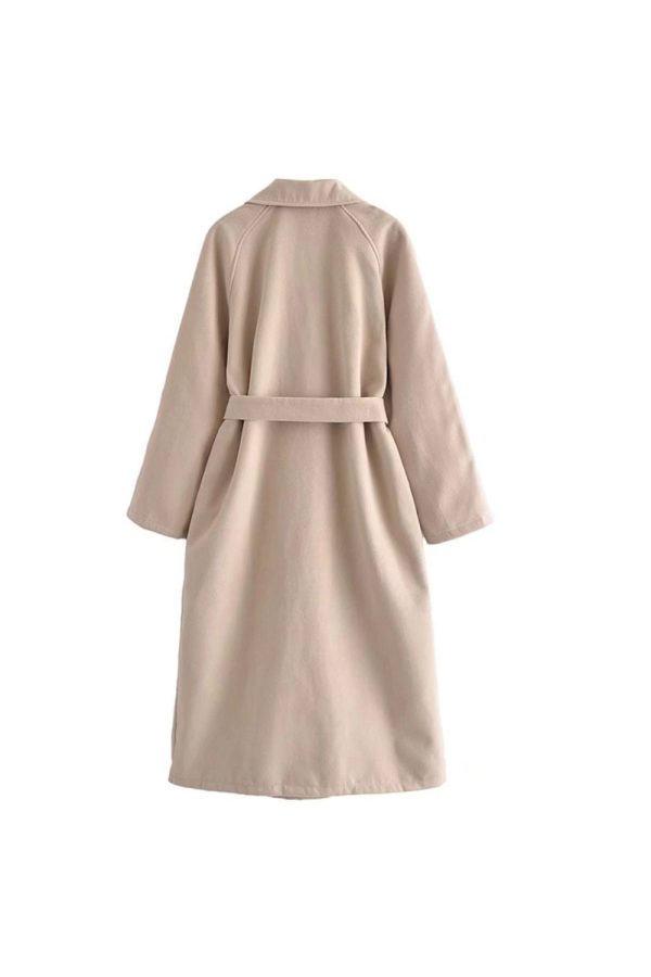 ‘ Aaron’ Collared Belted Wool Coat with Tied Waist Discount - Image 2