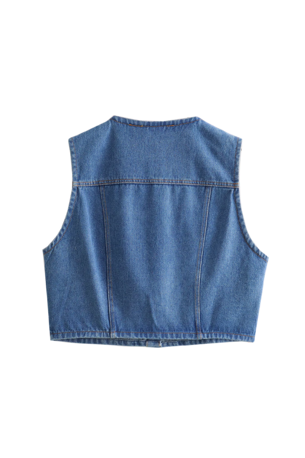 Sarah  Casual Loose Denim Vest Cheap - Image 2