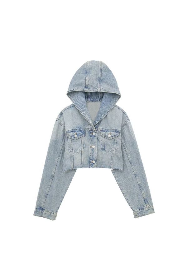 ‘ Ethan’ Hooded Denim Short Jacket Discount