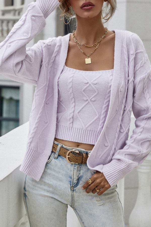Mandia  Knitted Cardigan and Vest Two Piece Set (5 COLORS) Sale - Image 2