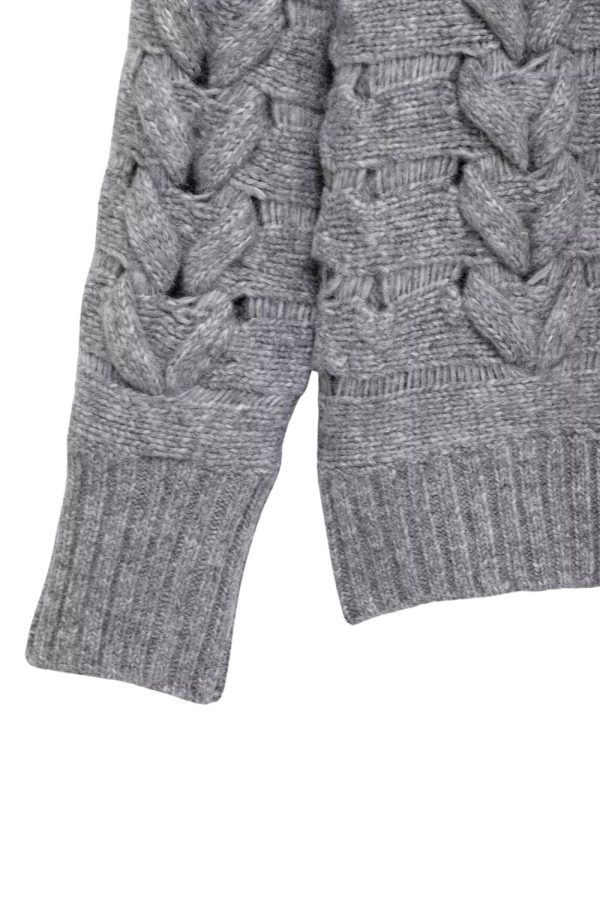 Mackenzie  Cabled Rib-Collar Long-Sleeve Knit Sweater Online - Image 4