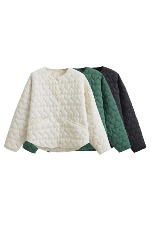 ‘Kaylee’ Heart-Quilted Cotton Jacket Coat Discount