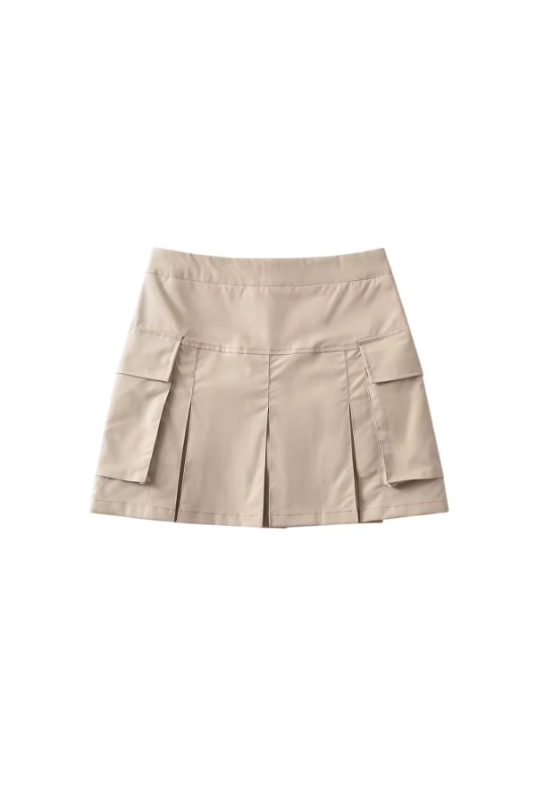 Elena  High-waist Pleated Cargo Skirt (6 Colors) on Sale