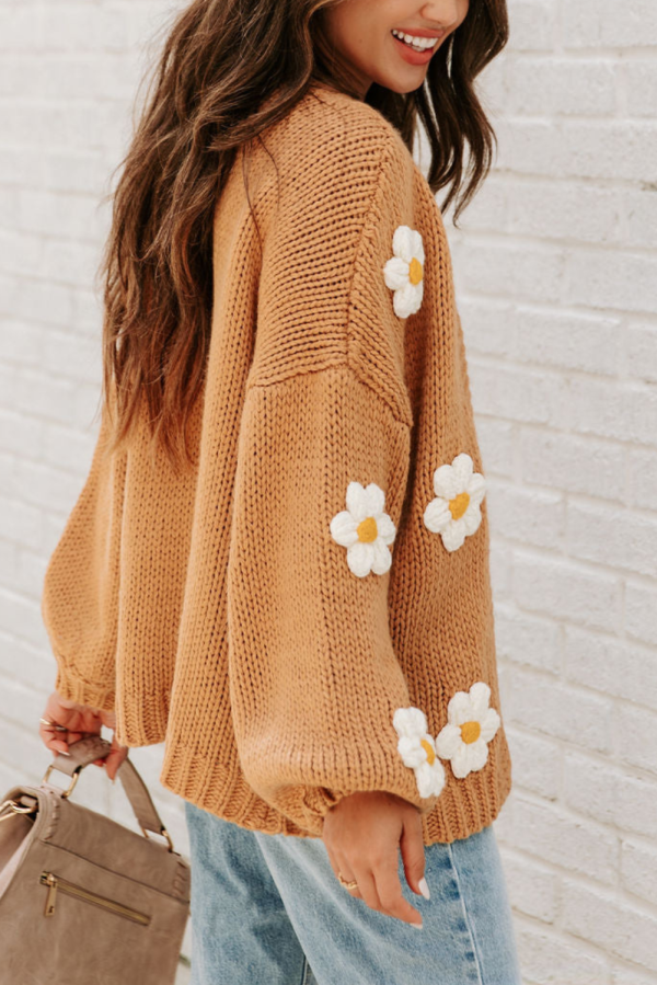 Yassi  Knitted Flower Pattern Cardigan Sale - Image 2
