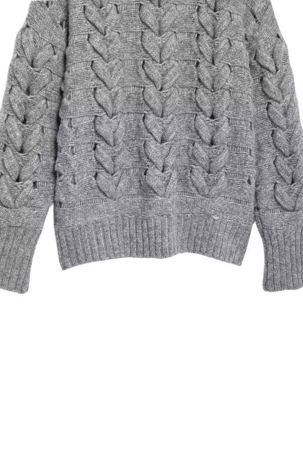Mackenzie  Cabled Rib-Collar Long-Sleeve Knit Sweater Online - Image 5