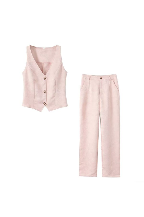 ‘ Ryan’ Ribbed-Knit Vest & Long Pants Set Online now - Image 2