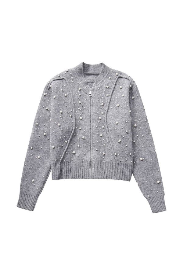 ‘Brooklynn’ Pearl-Embellished Aviator Jacket Discount