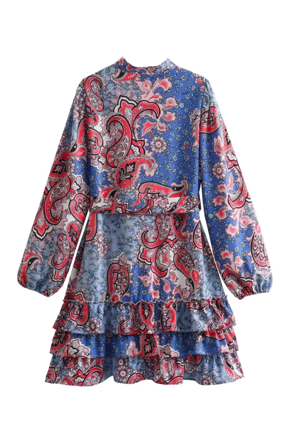 Gail  Floral Waist-Tie Ruffled Layered Dress Online - Image 2