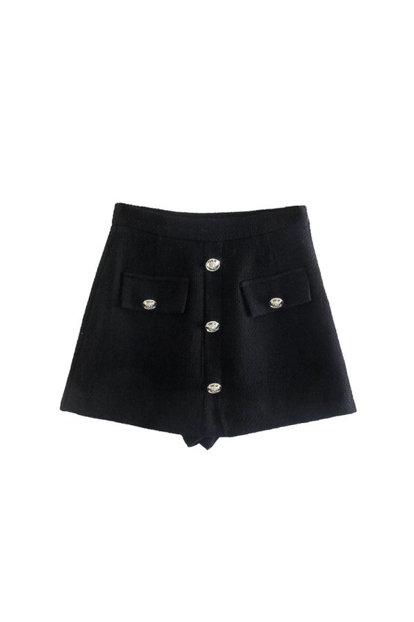 Ellie  Gold-Buttoned Textured Blazer & Skirt Set Discount - Image 4
