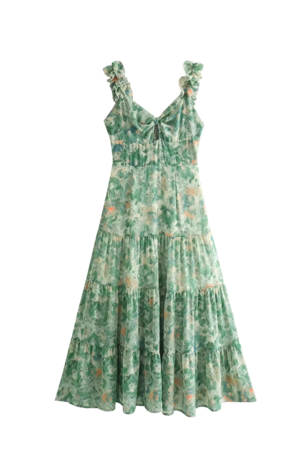 Quinn  Floral Print Sleeveless Tiered Dress on Sale