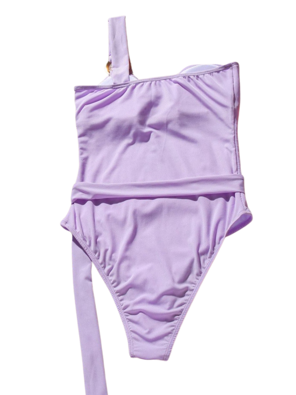 Aleesa  One Shouler Belted One-Piece Swimsuit (2 Colors) For Discount - Image 3