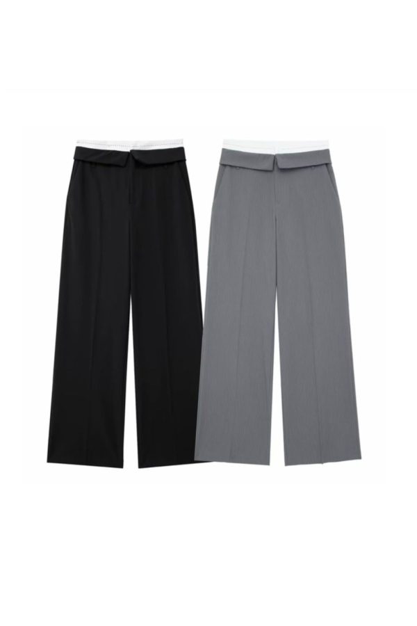‘Ursula’ Stitched Rolled-Edge Pants （2 Color) Discount