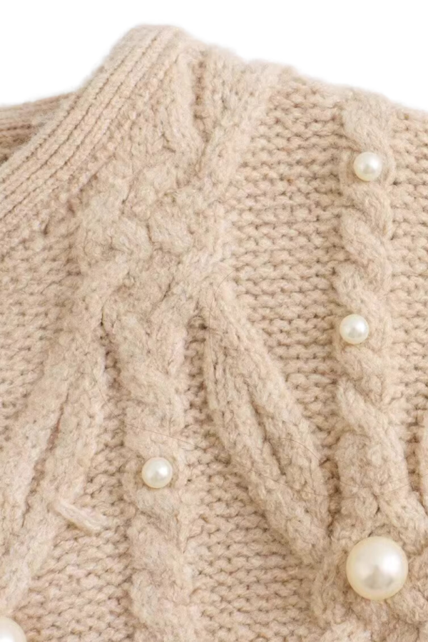 Honora  Cable-Knit Pearl Embellished Cardigan on Sale - Image 4