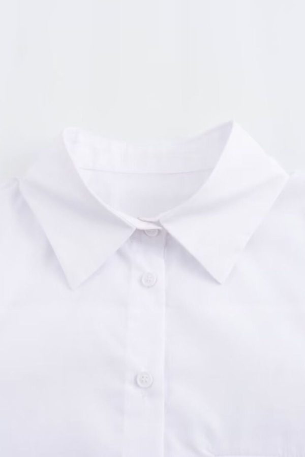 Bella  Solid Color Short Long-sleeved Shirt Top Cheap - Image 3