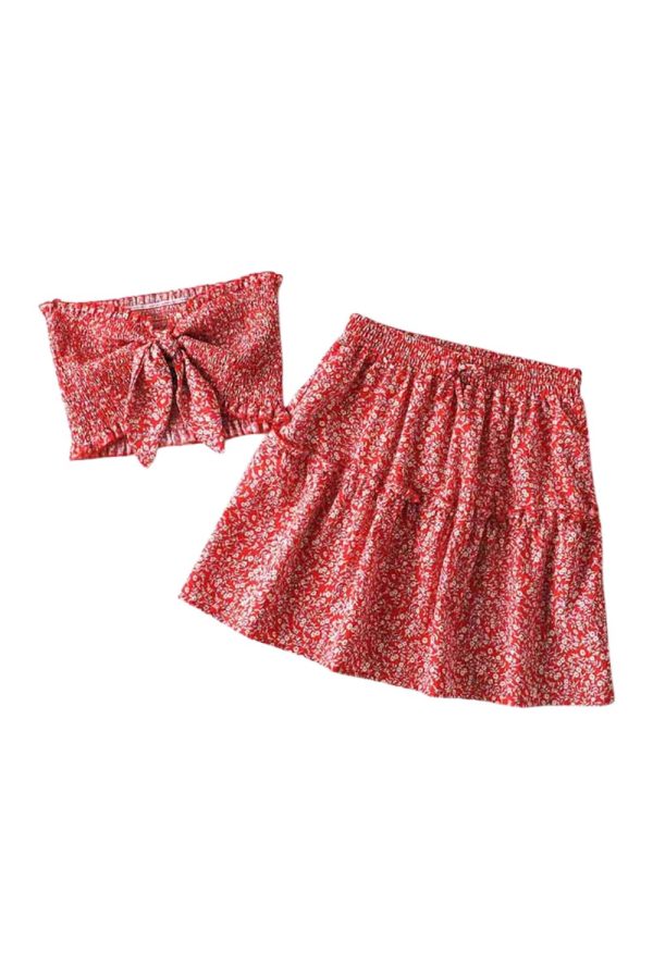 Imogen  Pleated Floral Bustier Top & High-Waisted Skirt Set (5 Colors) Hot on Sale - Image 2