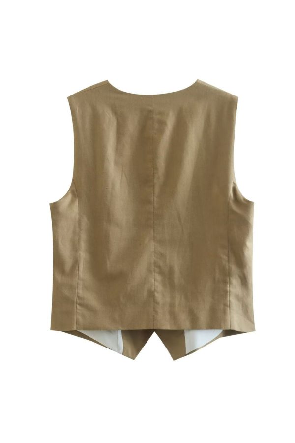 Isabelle  linen blended custom vest casual shorts (eight colour) Cheap - Image 2