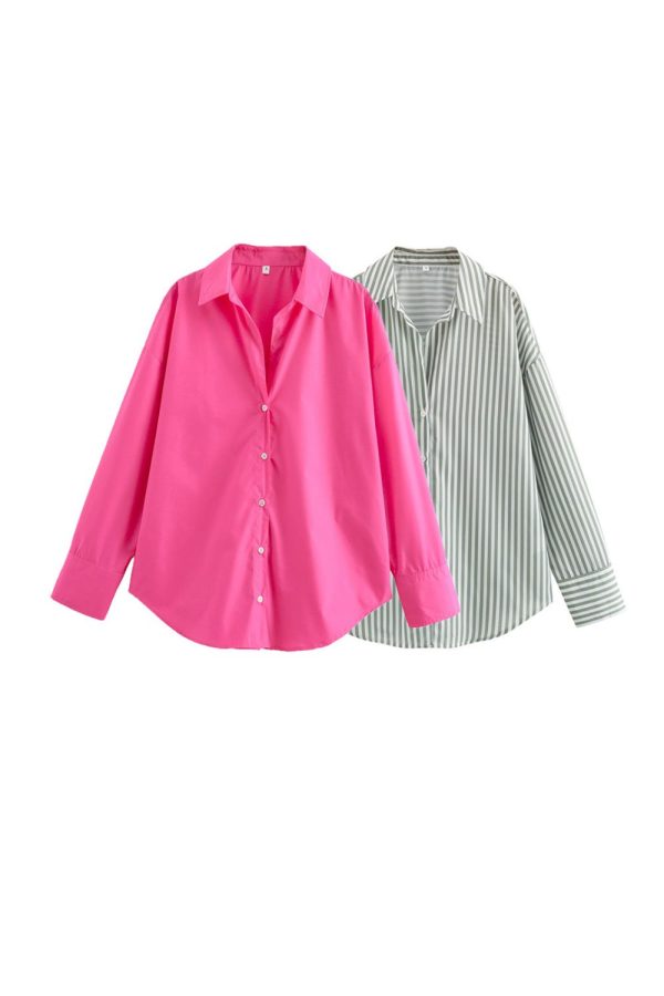 ’Scarlett‘ Button-Up Long Sleeve Shirt Top（2 Colors） For Sale