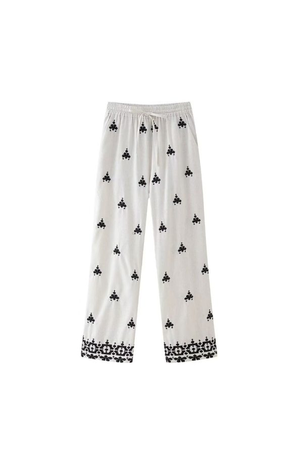 ‘Kaitlyn’ Embroidered Wide-Leg Pants Sale