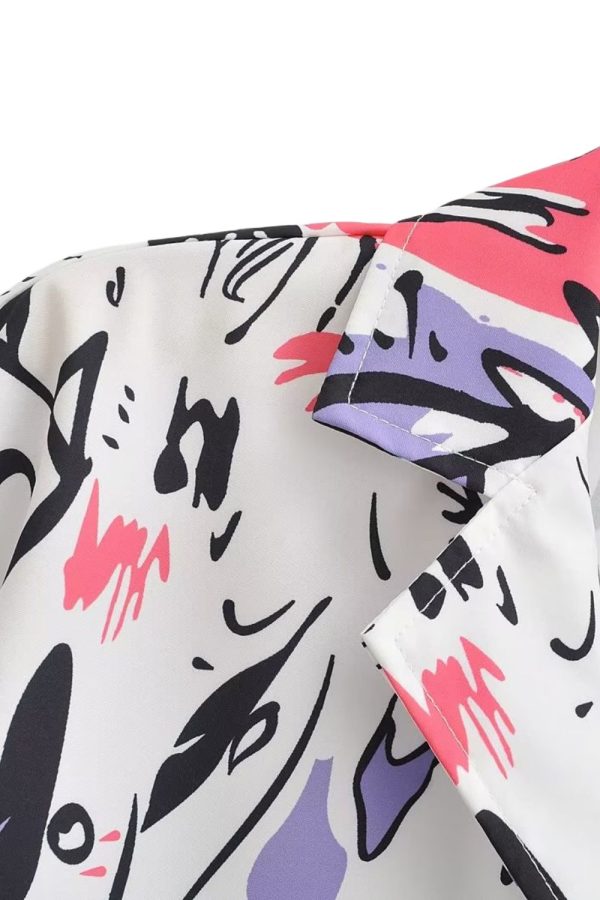 ‘Zlata’ Vintage Short Sleeve Printed Shirt Top Sale - Image 5