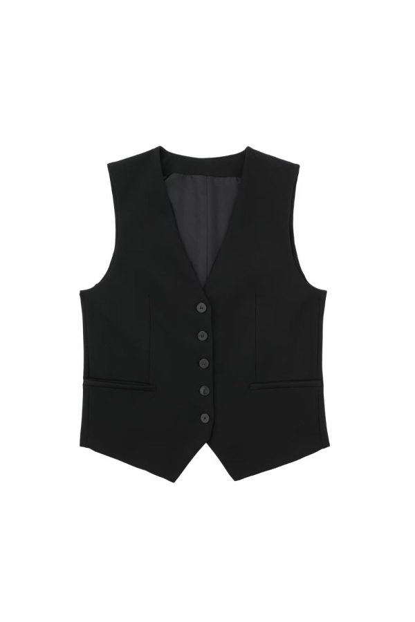 ‘Gabriella’ Classic V-Neck Fitted Vest For Sale