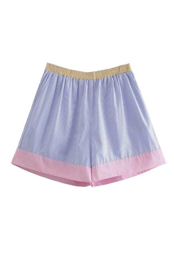‘Florence’ Patchwork StripedLoose Shirt & Casual Shorts Set (Sold Separately) Cheap - Image 4