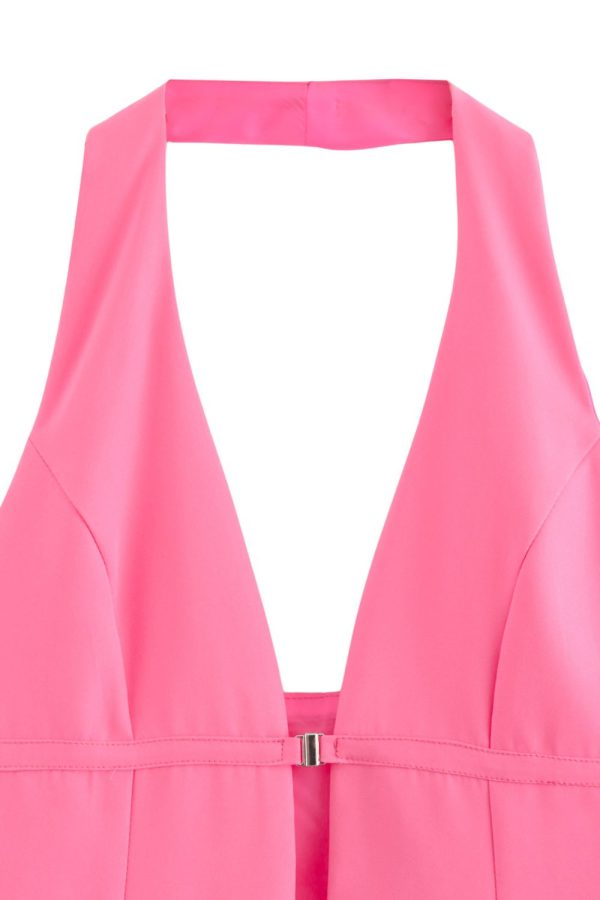 ‘Isla’ Button-up Camisole Halterneck Top For Sale - Image 3