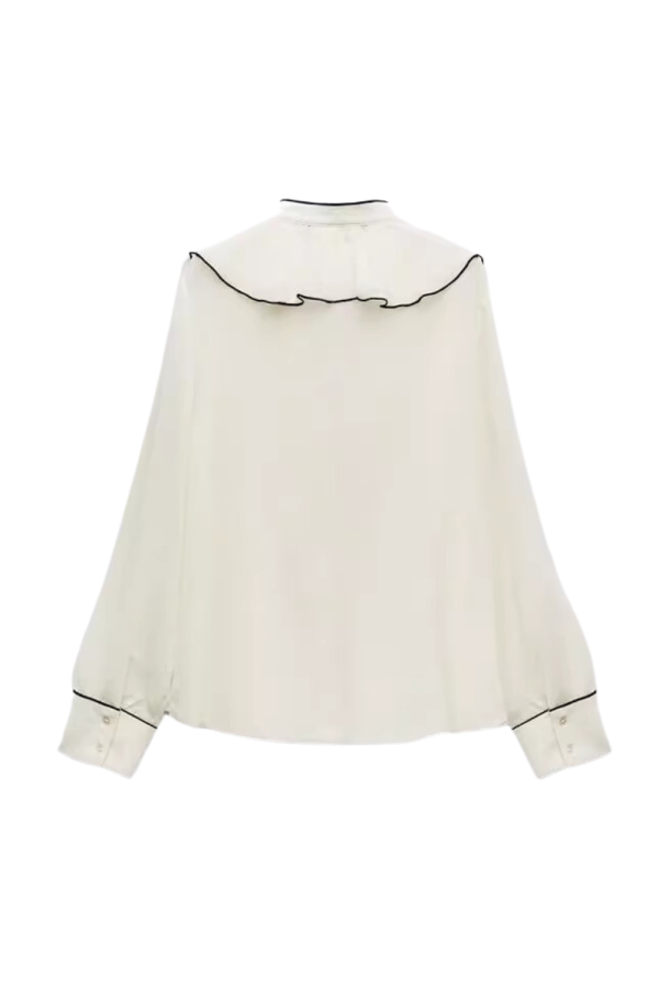 Emily  V-neck Ruffled Long Sleeved Blouse For Discount - Image 2