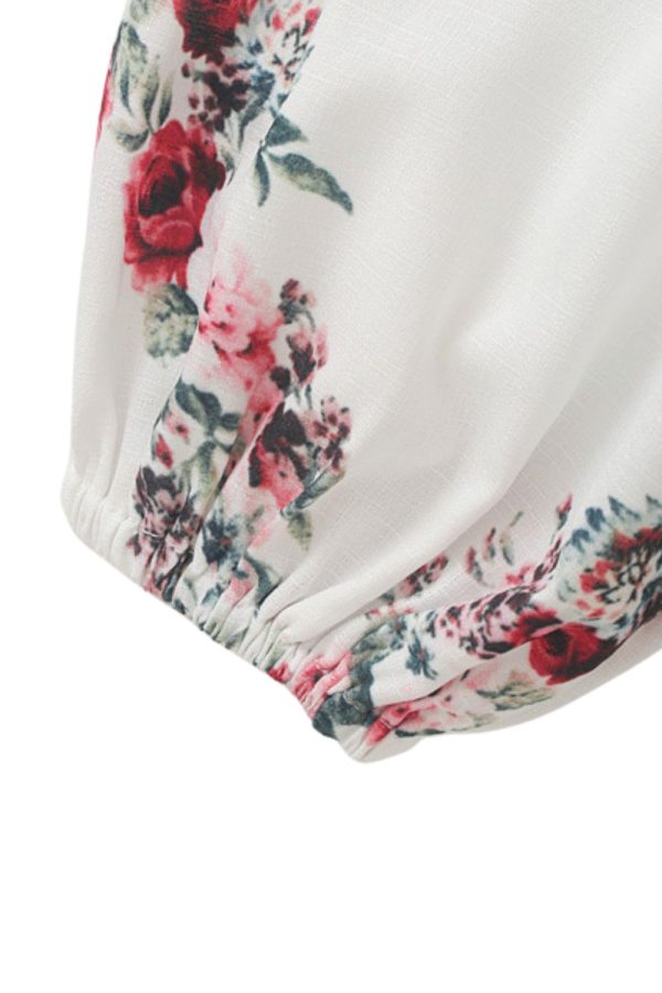 Amelia   Ruffled Edge Printed V-Neck Mid-Length Waist-Cinching Slim Fit Floral Dress Online now - Image 5