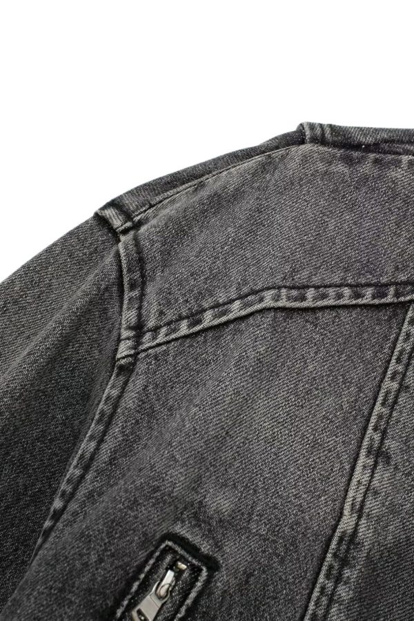 ‘Isabelle’ Motorcycle-Style Denim Jacket on Sale - Image 4