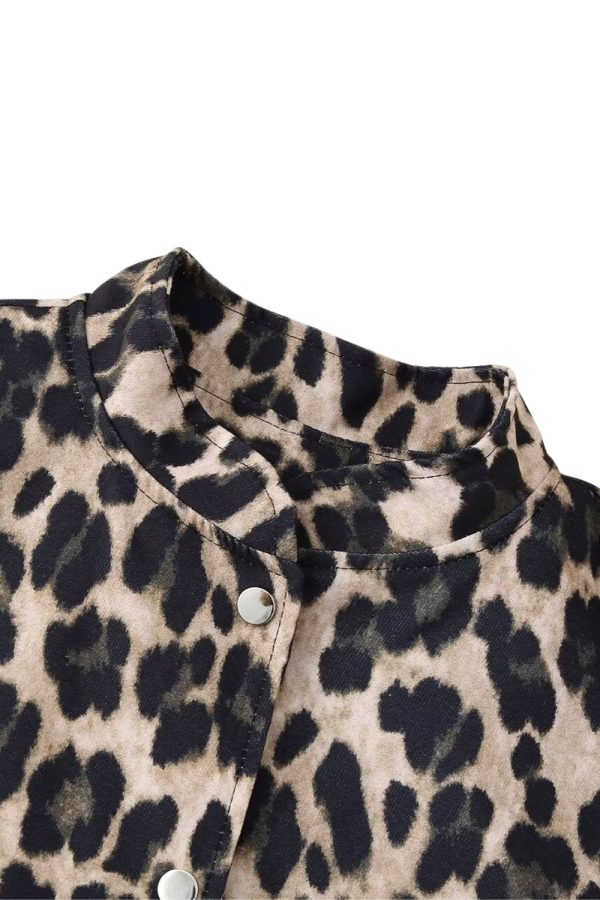 Lily  Leopard Print Jacket Long Sleeve Coat Sale - Image 3