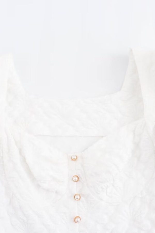 Holly Simple Jacquard Bubble Sleeve Midi Dress Sale - Image 3