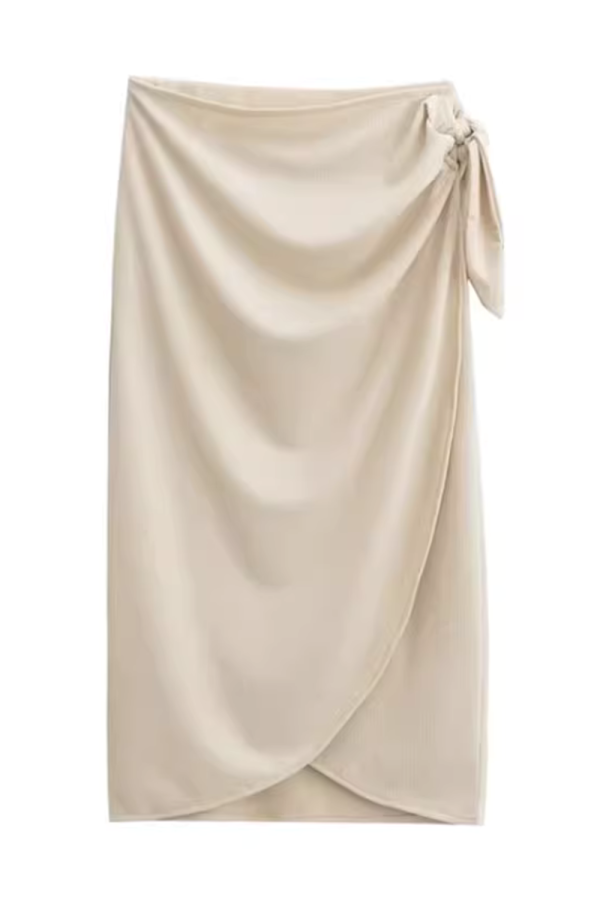 Josephine  Side-Tie Wrap Midi Skirt For Sale