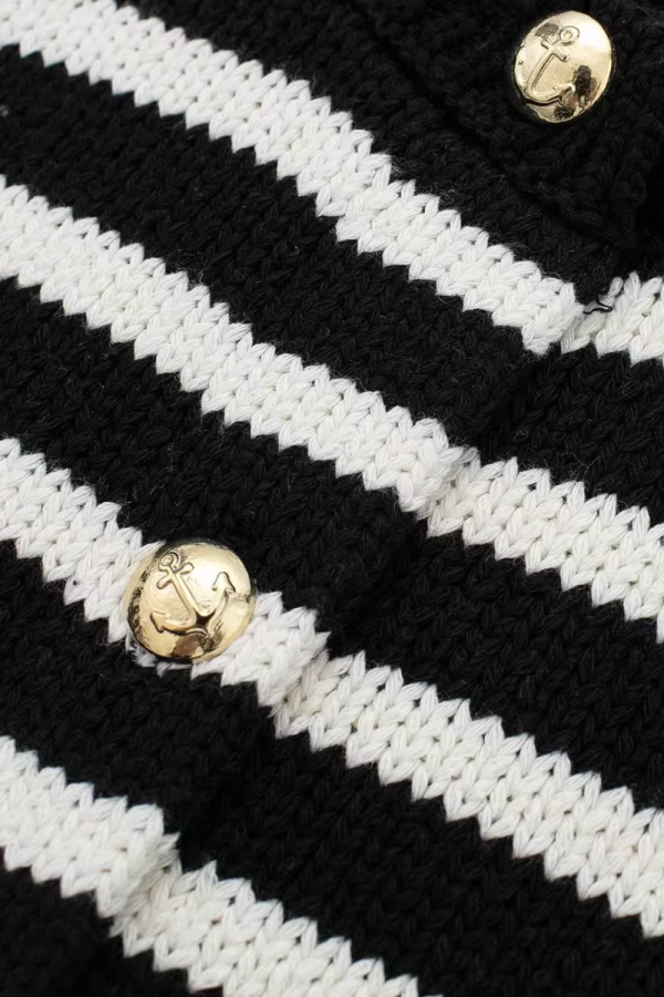 Irene  Striped Crew-Neck Knitted Cardigan Hot on Sale - Image 3