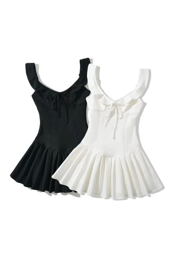 Lottie’ Elastic Solid Color High Stretch Knit Ruffle Dress Supply