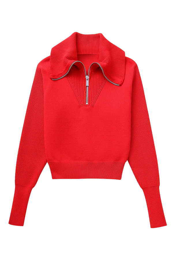 Fiona  Half-Zip Knitted Sweater (2 Colors) For Cheap - Image 2