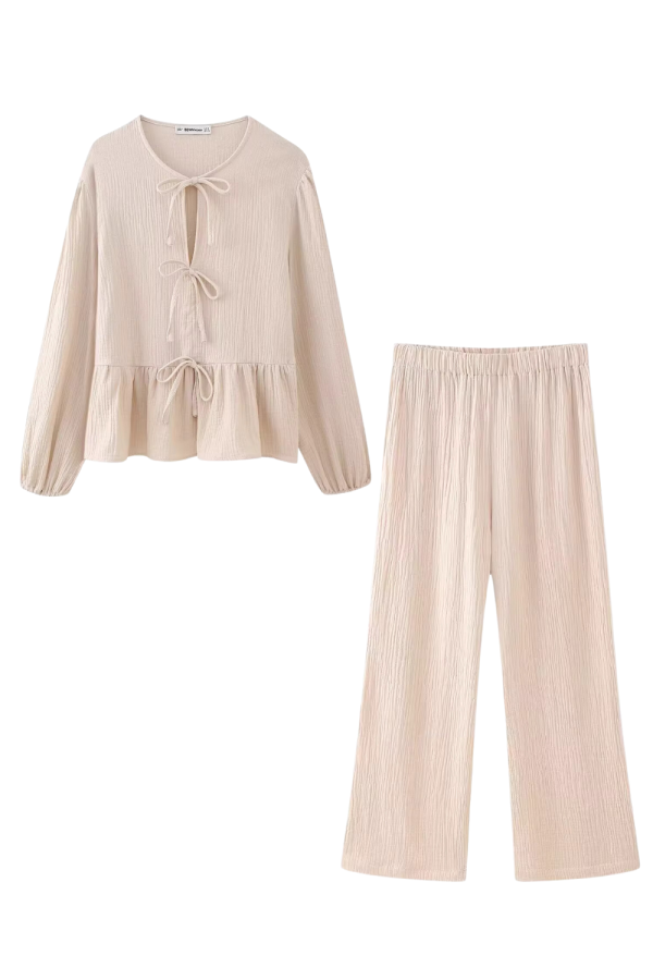 Jasmine  Flowy Crinkled Top & Trousers Set *2 Colors (Sold Separately) Fashion - Image 2